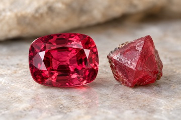 Espin&eacute;lios lapidados em vermelho, rosa e azul, bem iluminados